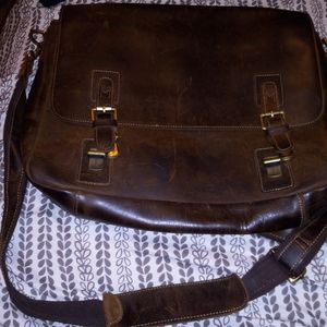 Real Leather Briefcase Brown